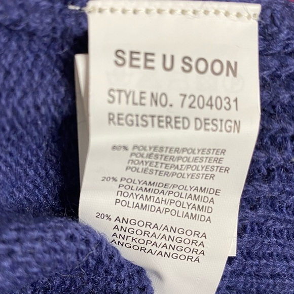 See U Soon Navy Blue Angrora Blend Knit Long Cardigan Pockets Medium Large - Picture 5 of 14